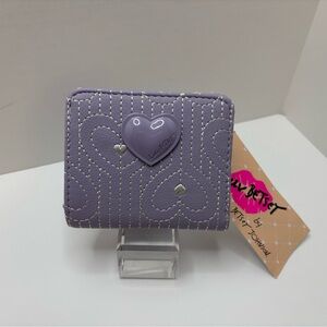 Betsey Johnson Lavender Heart stitching Pattern mini Wallet LBMONEY